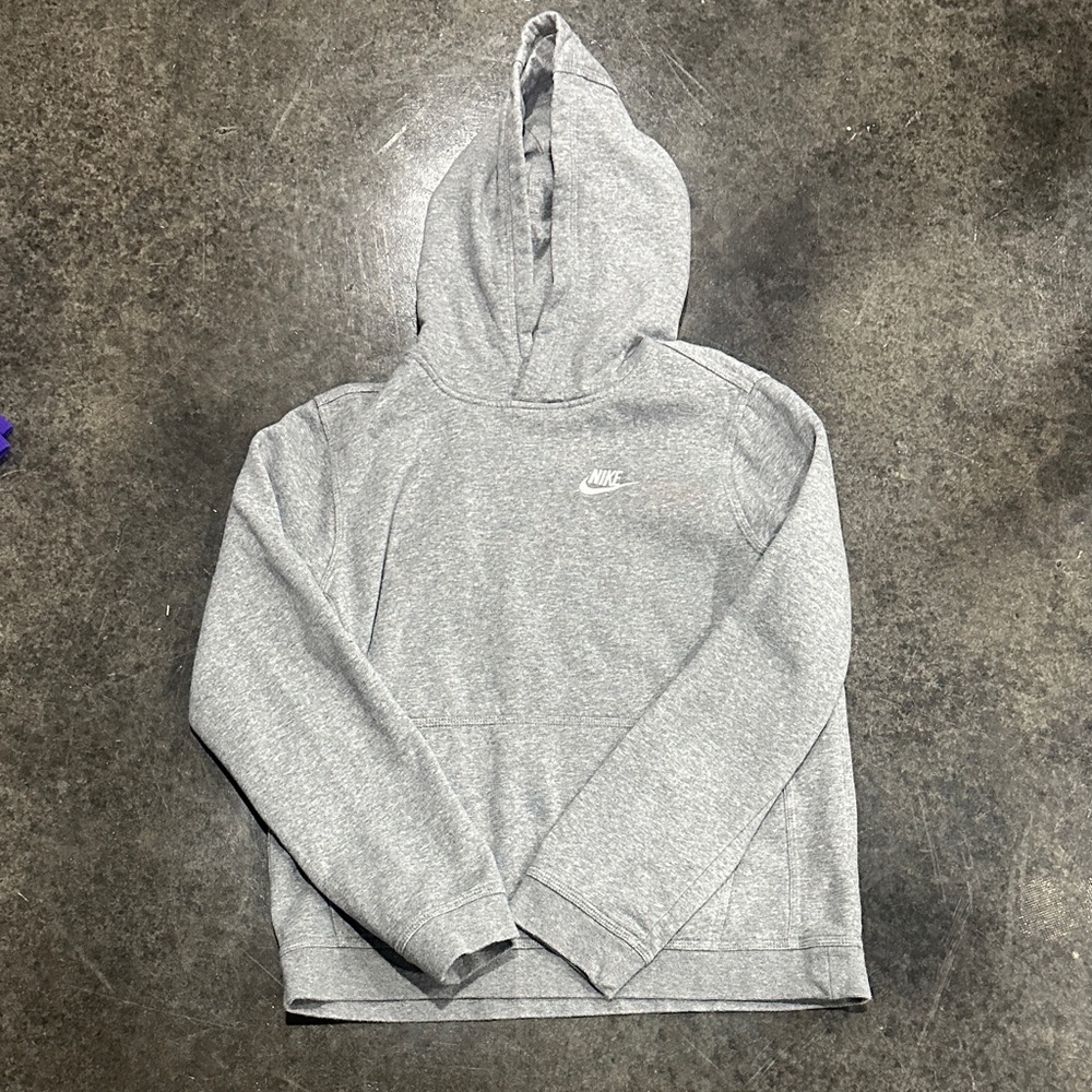 Nike Light Gray Pullover Hoodie with White Swoosh